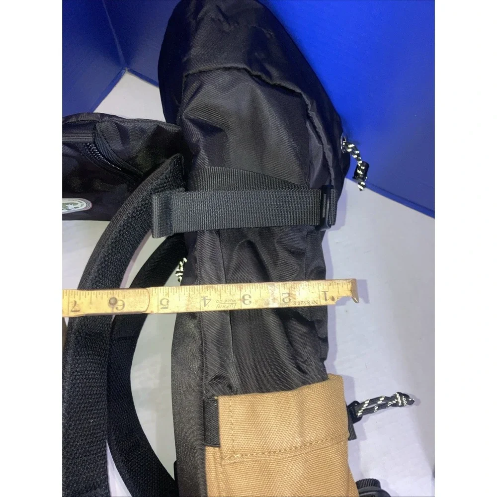 Topo Designs‎ Hiking Backpack Black Brown Canvas Padded Straps External Pockets